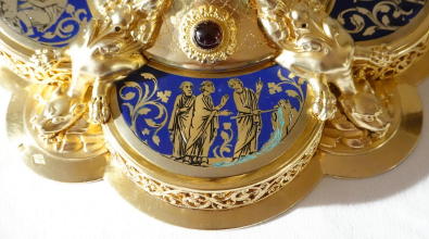 Ornate French antique solid silver gilt Gothic Chapel Set